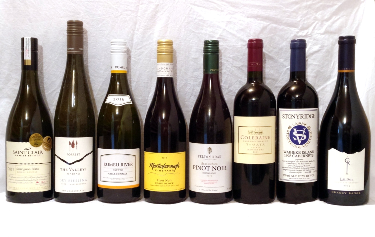 A selection of New Zealand wines