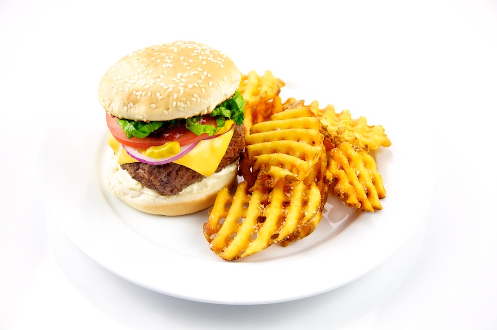 A burger and fries