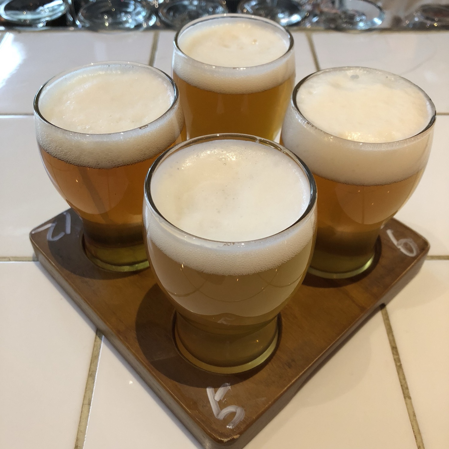 A tasting flight of craft beer